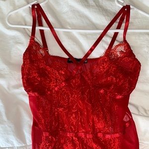 PrettyLittleThing Red Lace Teddy Bodysuit